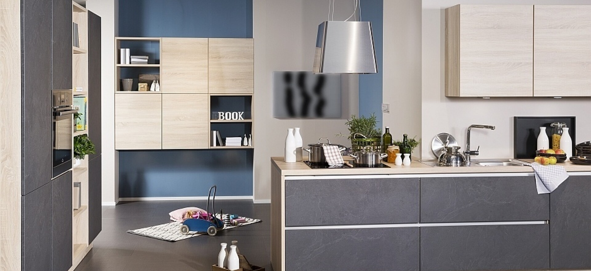 Schicke Schieferfronten in der modernen Einbauküche